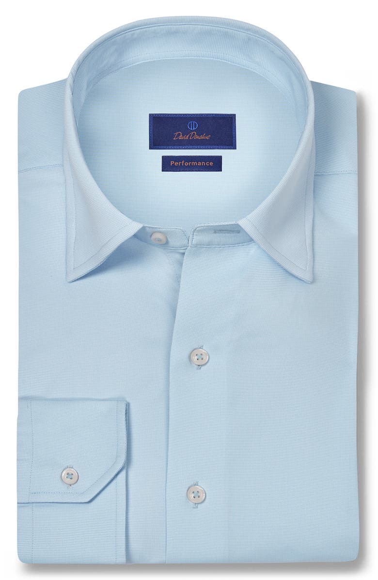 David Donahue Chevron Print Performance Sport Shirt, Main, color, Blue