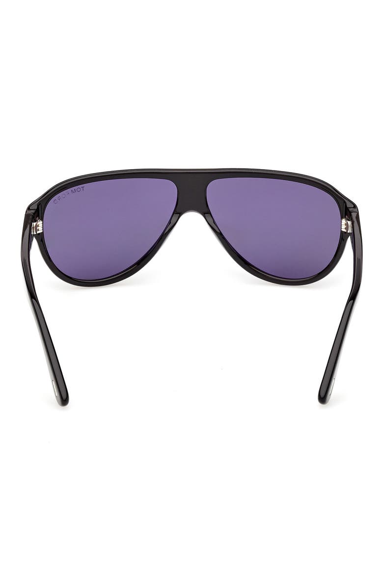 61mm Pilot Sunglasses, Alternate, color, BLACK / T/ LOGO / BLUE LENS
