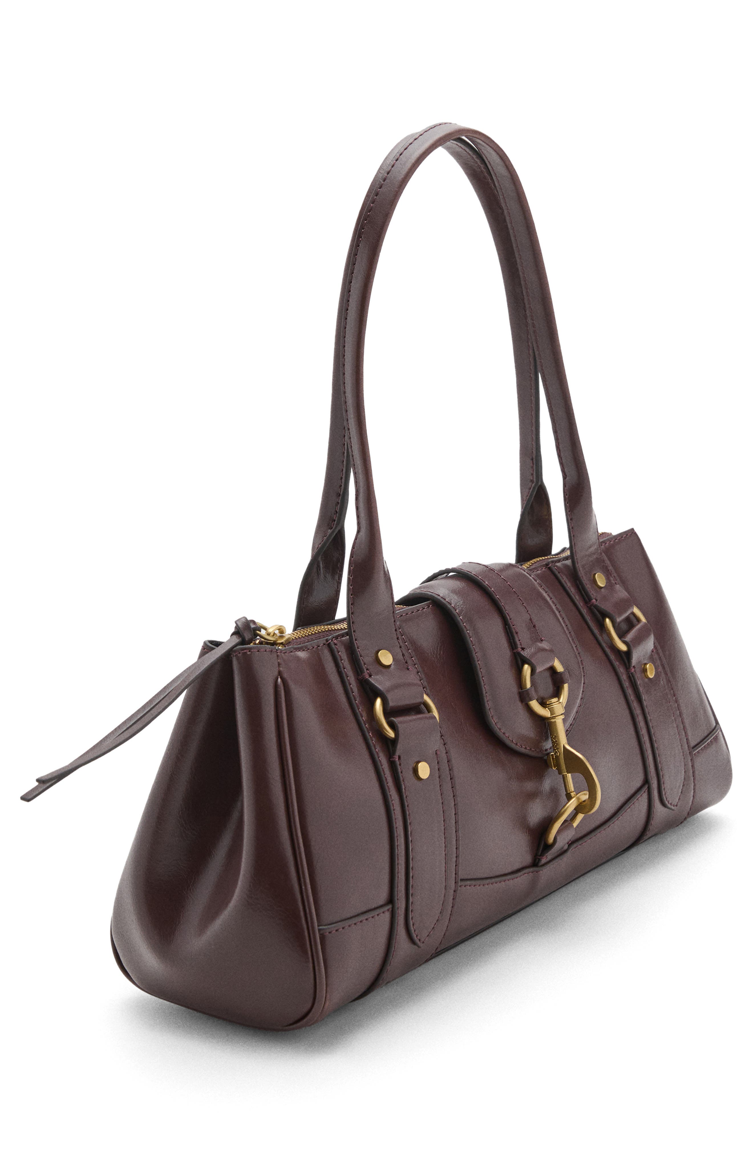 MANGO Medium Faux Leather Shoulder Bag, Alternate, color, Chocolate
