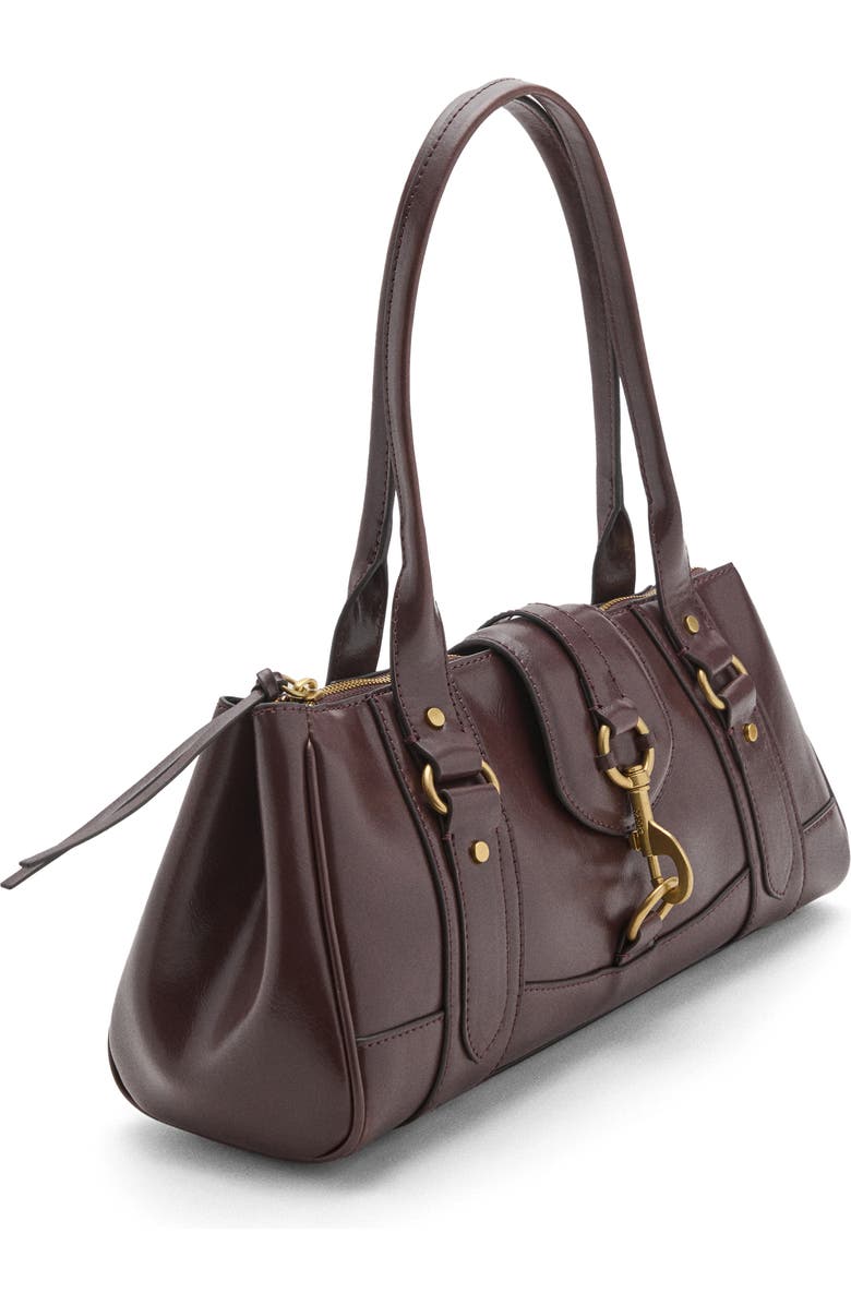 MANGO Medium Faux Leather Shoulder Bag, Alternate, color, Chocolate