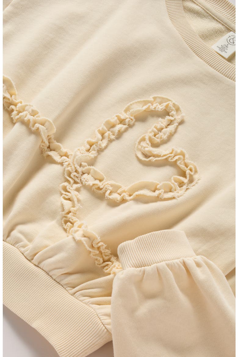 Kids' Appliqué Bow Sweatshirt, Alternate, color, BEIGE ANGORA HEART SWIRL