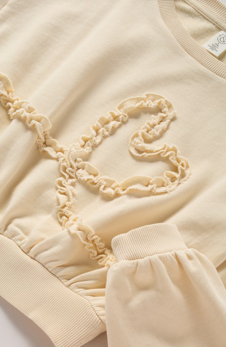 Treasure & Bond Kids' Appliqué Bow Sweatshirt, Alternate, color, Beige Angora Heart Swirl