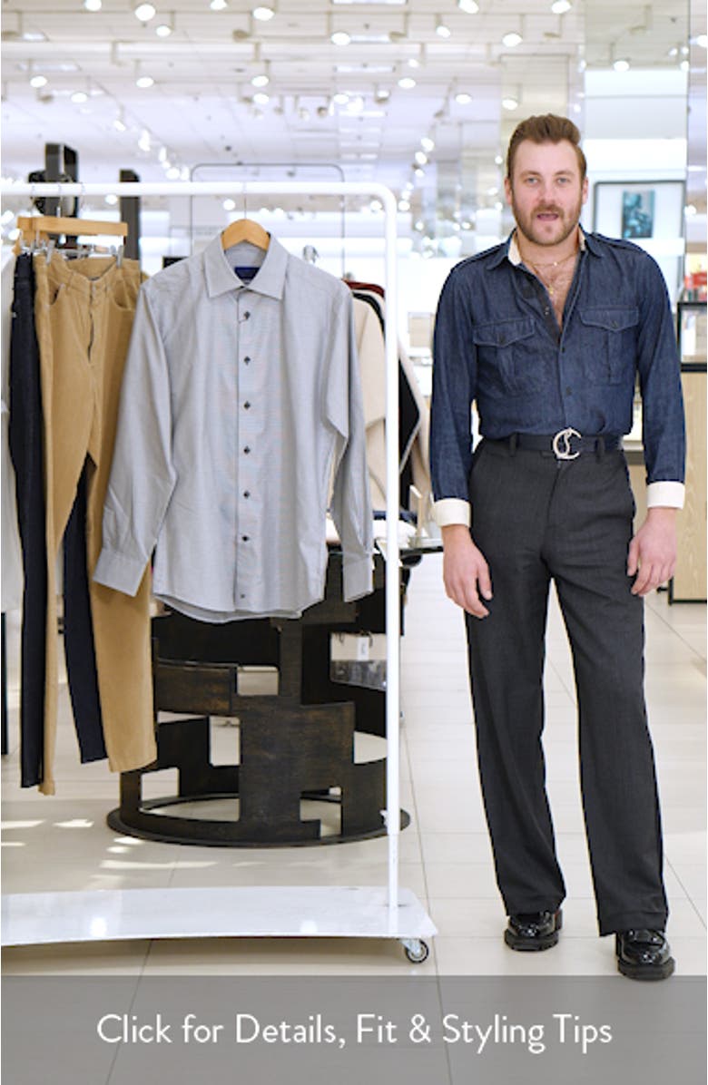 Trim Fit Micropattern Cotton Dress Shirt, sales video thumbnail