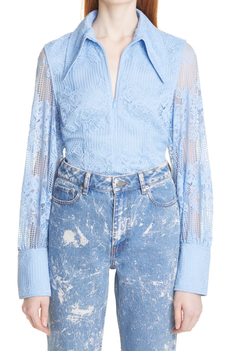 Ganni Lace Long Sleeve Blouse, Main, color,