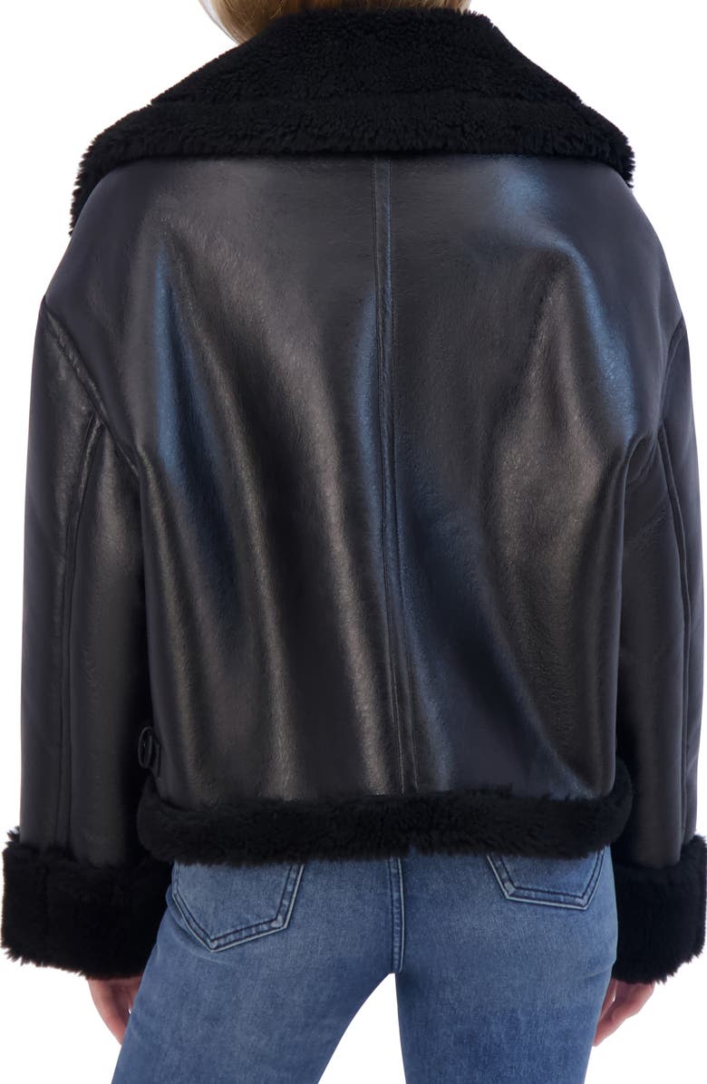 Laundry by Shelli Segal Faux Shearling Trimmed Faux Leather Jacket, Alternate, color,