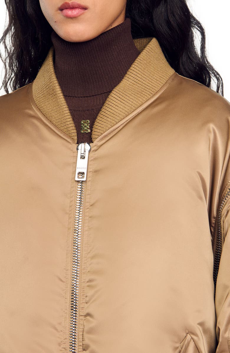 SANDRO Satin-look bomber jacket, Alternate, color, 