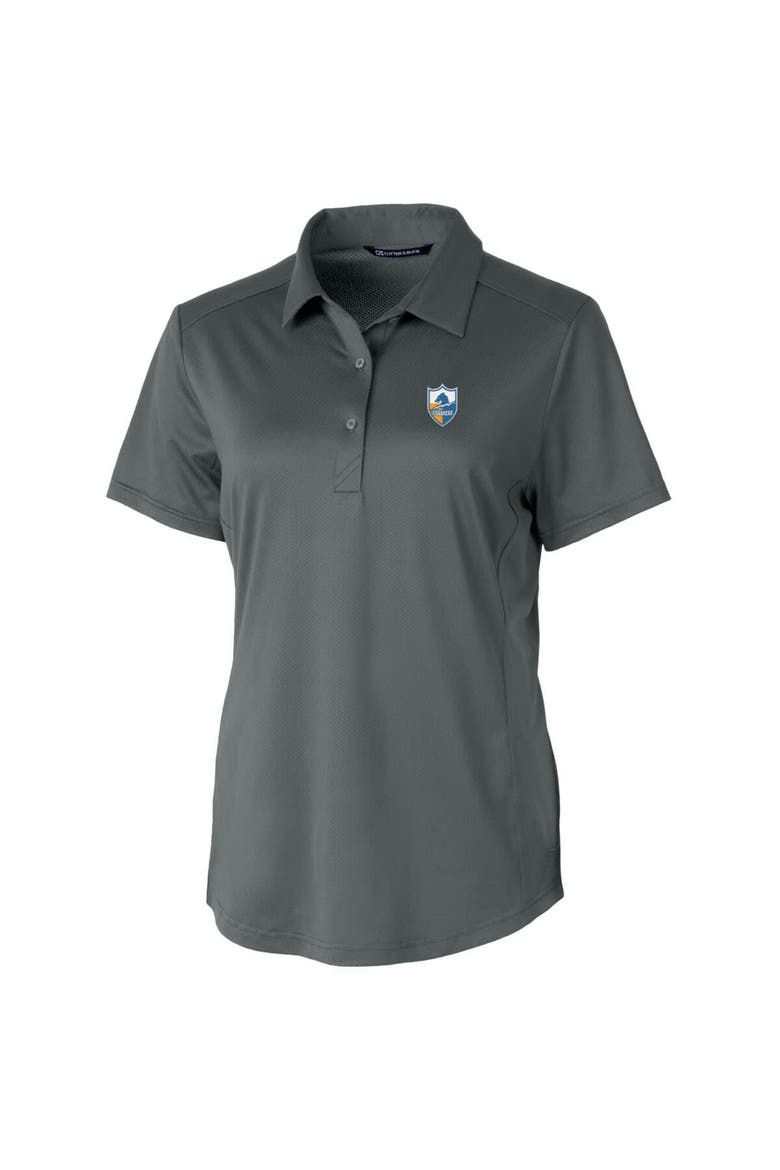 Women's Cutter & Buck Steel Los Angeles Chargers Throwback Logo Prospect Textured Stretch Polo, Alternate, color, Steel
