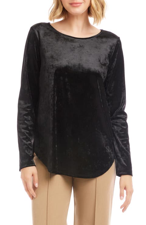 Crushed Velvet Top Shirttail Top