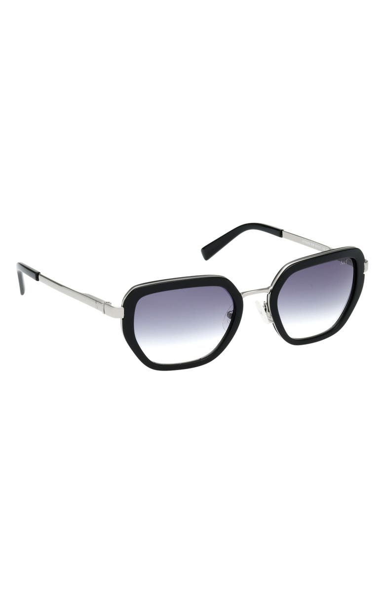 ABERCROMBIE & FITCH 53mm Gradient Geometric Sunglasses, Alternate, color, Shiny Black / Gradient Smoke