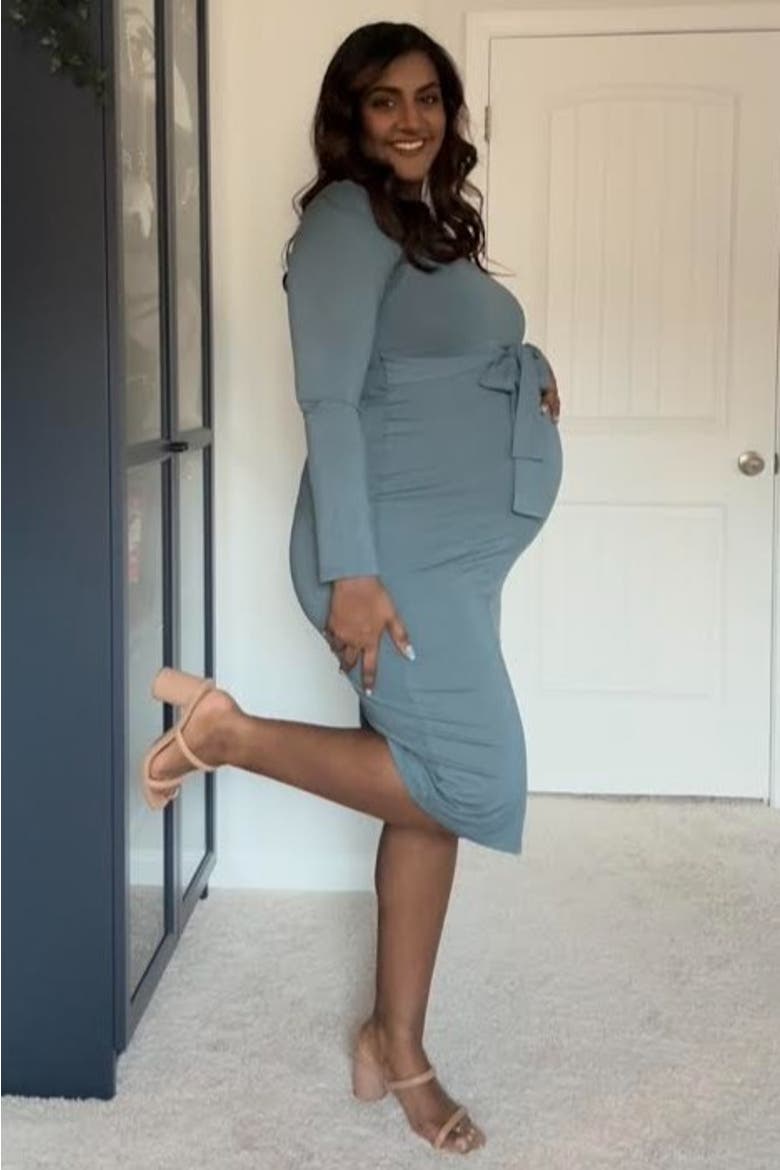 Basic Square Neck Midi Dress, Alternate, color, Blue