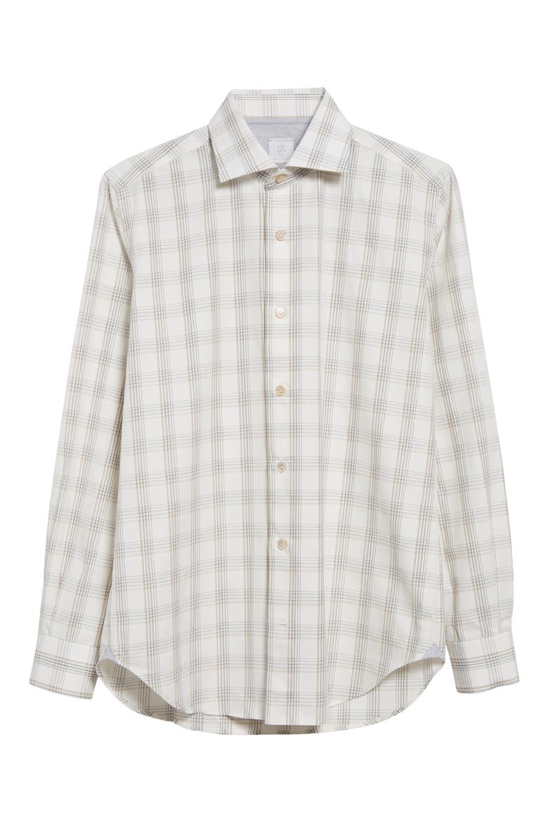 Dandy Plaid Cotton & Linen Button-Up Shirt, Alternate, color, LIGHT MELANGE GREY