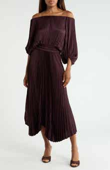 Sienna Pleated Off the Shoulder Maxi Dress