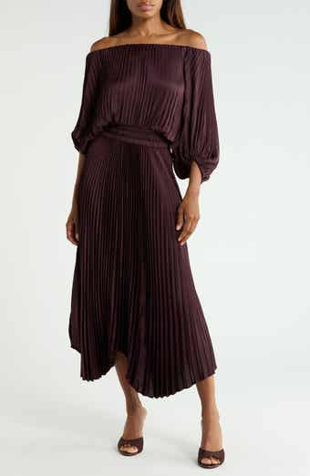 Sienna Pleated Off the Shoulder Maxi Dress
