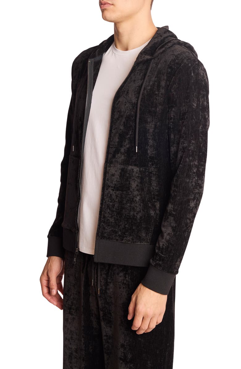 PAISLEY & GRAY Full Zip Velvet Hoodie, Alternate, color, Black Velvet