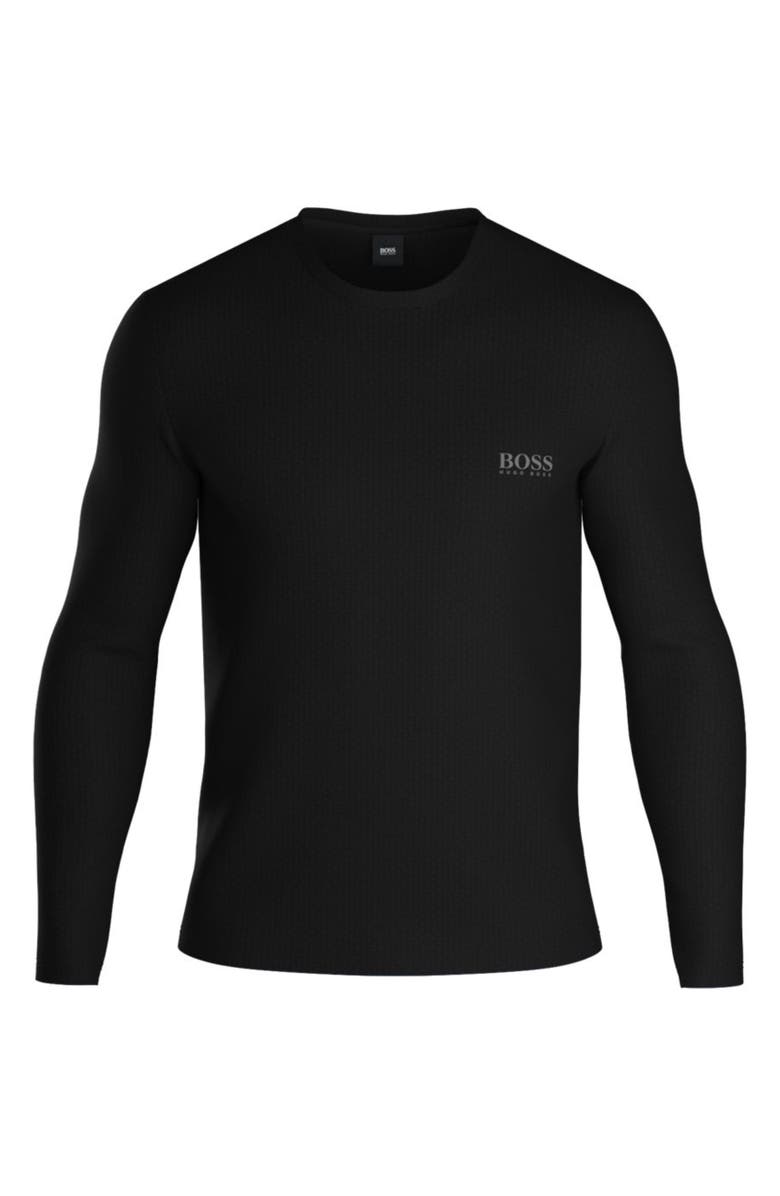 HUGO BOSS Men's Waffle Cotton Blend Long Sleeve T-Shirt, Main, color, 