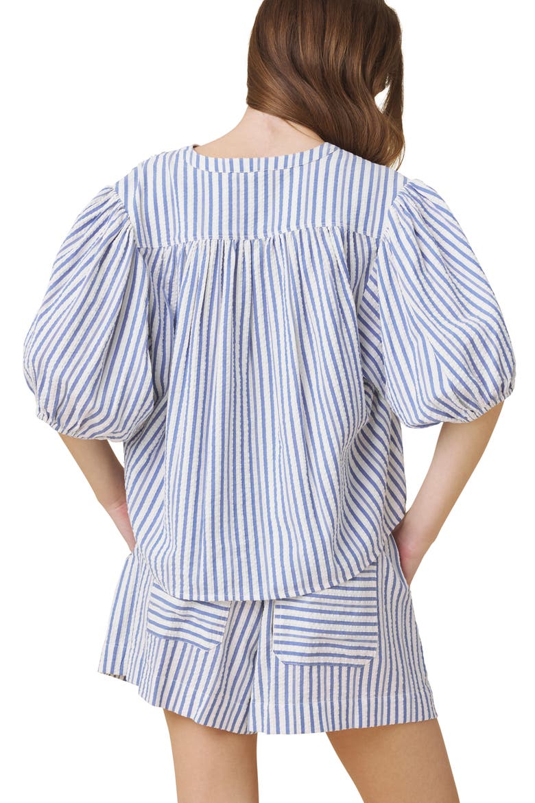 Madelyn Stripe Woven Shirt, Alternate, color, WHITE/ AZURE BLUE