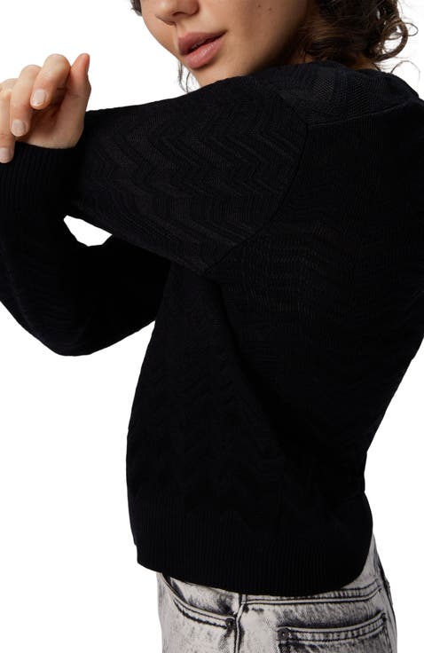 Crew Neck Sweater With Chevron Pattern