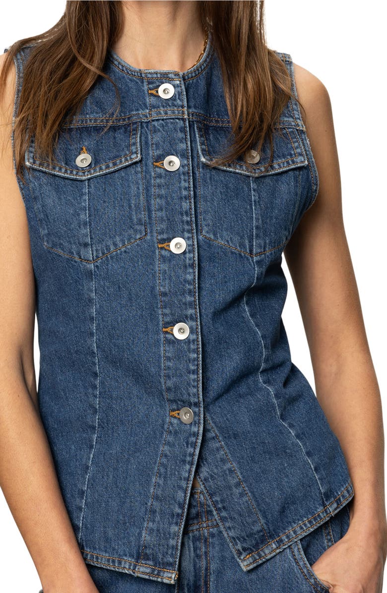 Sanctuary Maritime Denim Vest, Alternate, color, Perfect Storm