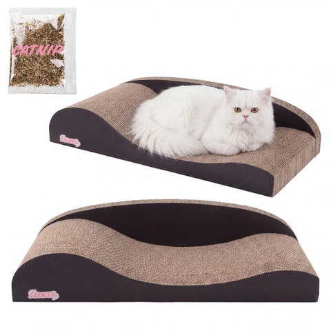 Kokomo Coastal Cardboard Lounge Bed Cat Scratcher with Catnip