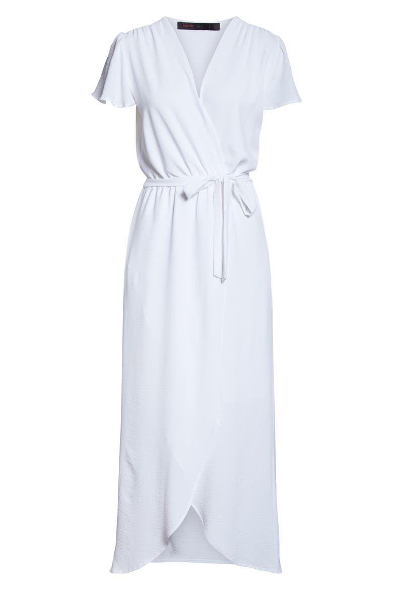 High/Low Faux Wrap Dress, Alternate, color, WHITE