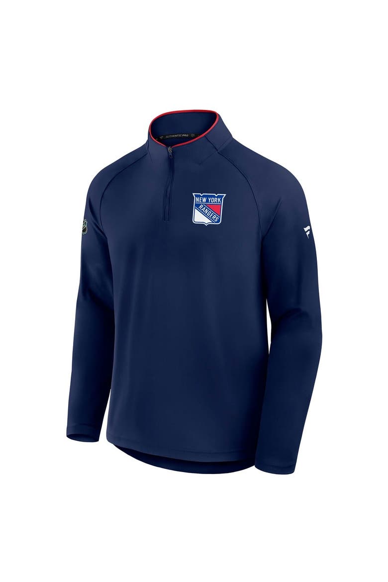 Men's Fanatics Navy New York Rangers Authentic Pro Rink Training Quarter-Zip Pullover, Alternate, color, Navy