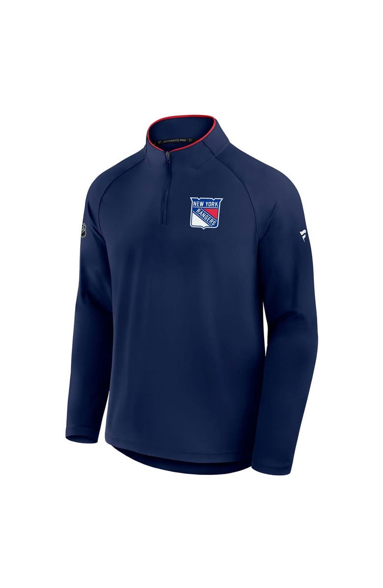FANATICS Men's Fanatics Navy New York Rangers Authentic Pro Rink Training Quarter-Zip Pullover, Alternate, color, Navy