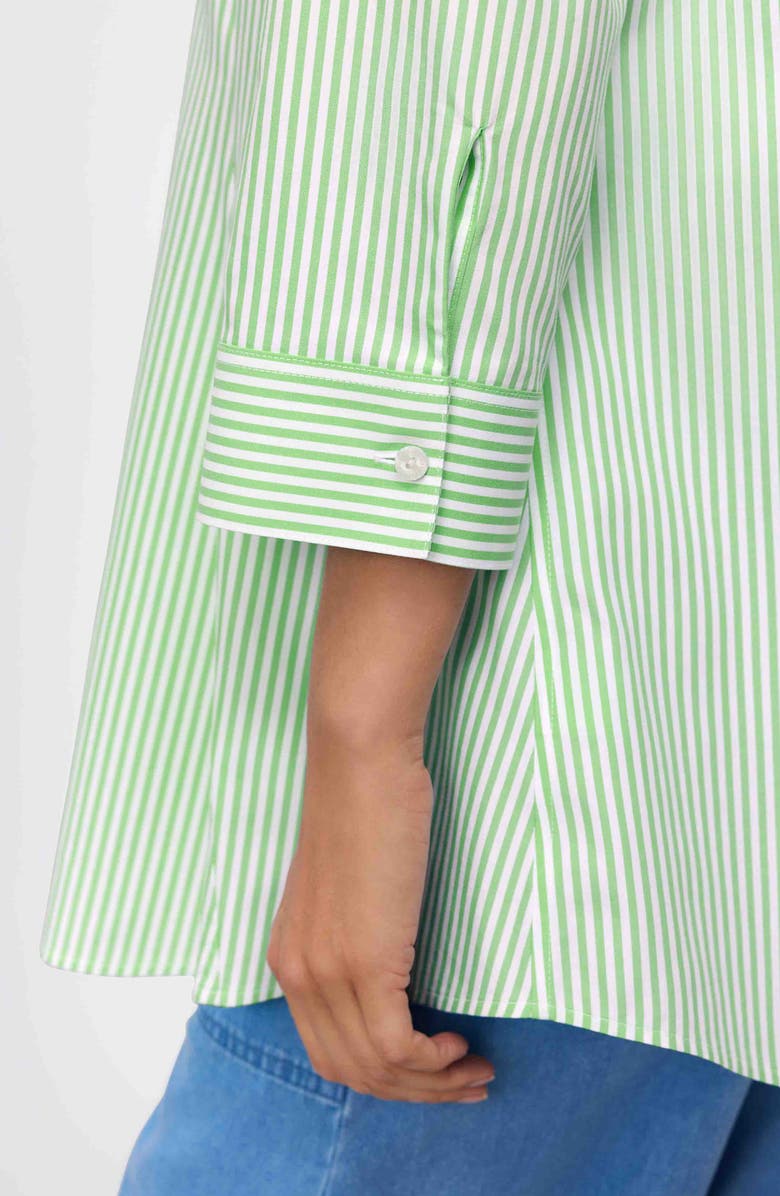 Foxcroft Cici Stripe Cotton Tunic Shirt, Alternate, color, Mojito Green/ White