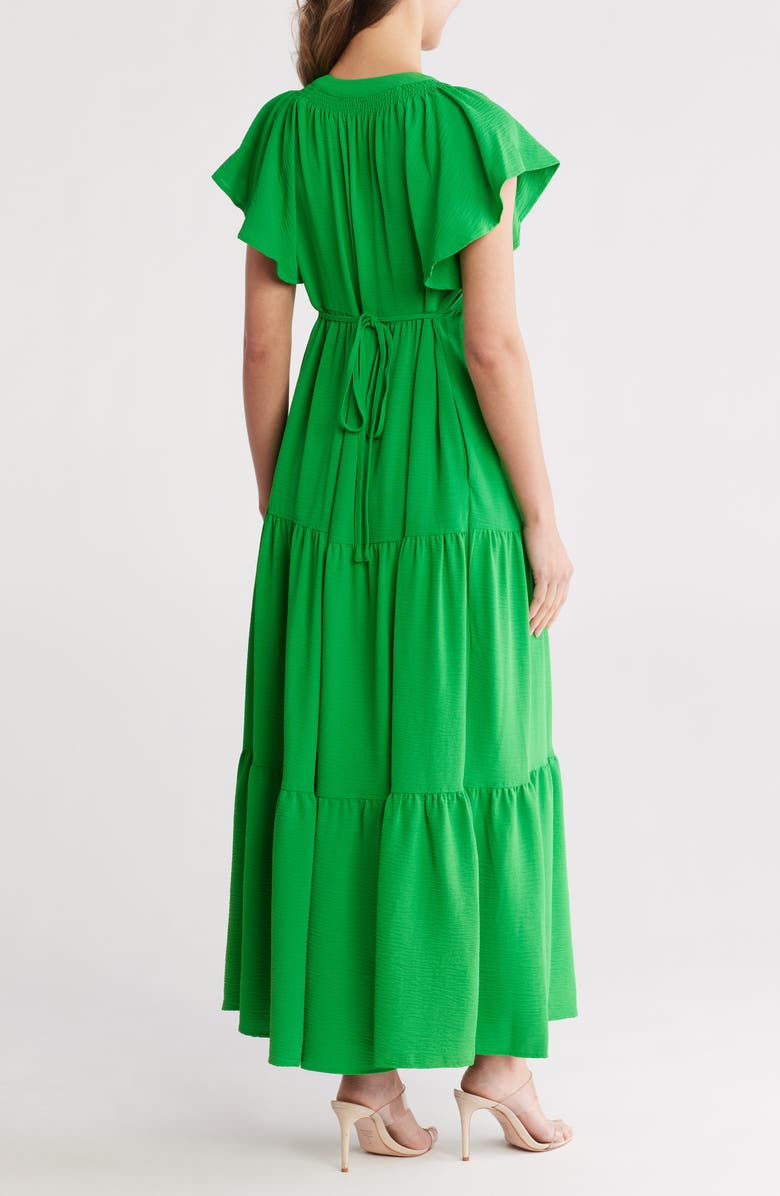 Calvin Klein Short Sleeve Tiered A-Line Maxi Dress, Alternate, color, 