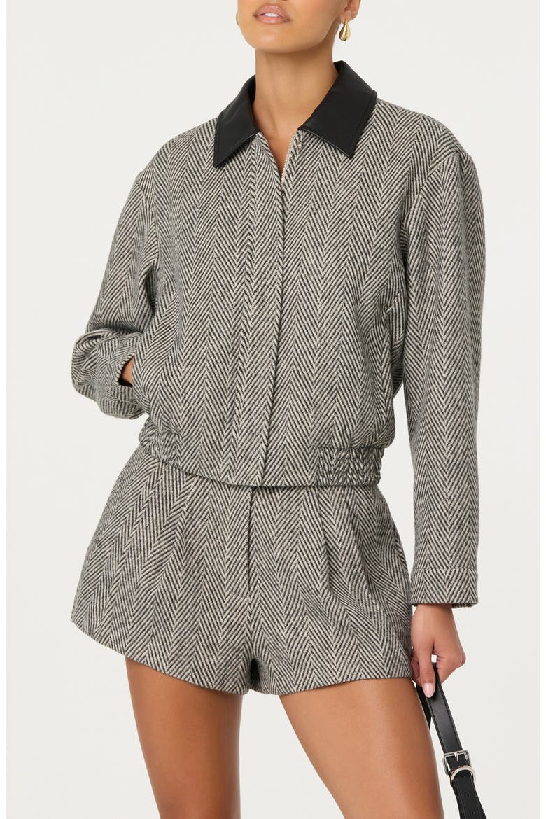 Nelly Herringbone Jacket, Main, color, GREY HERRINGBONE