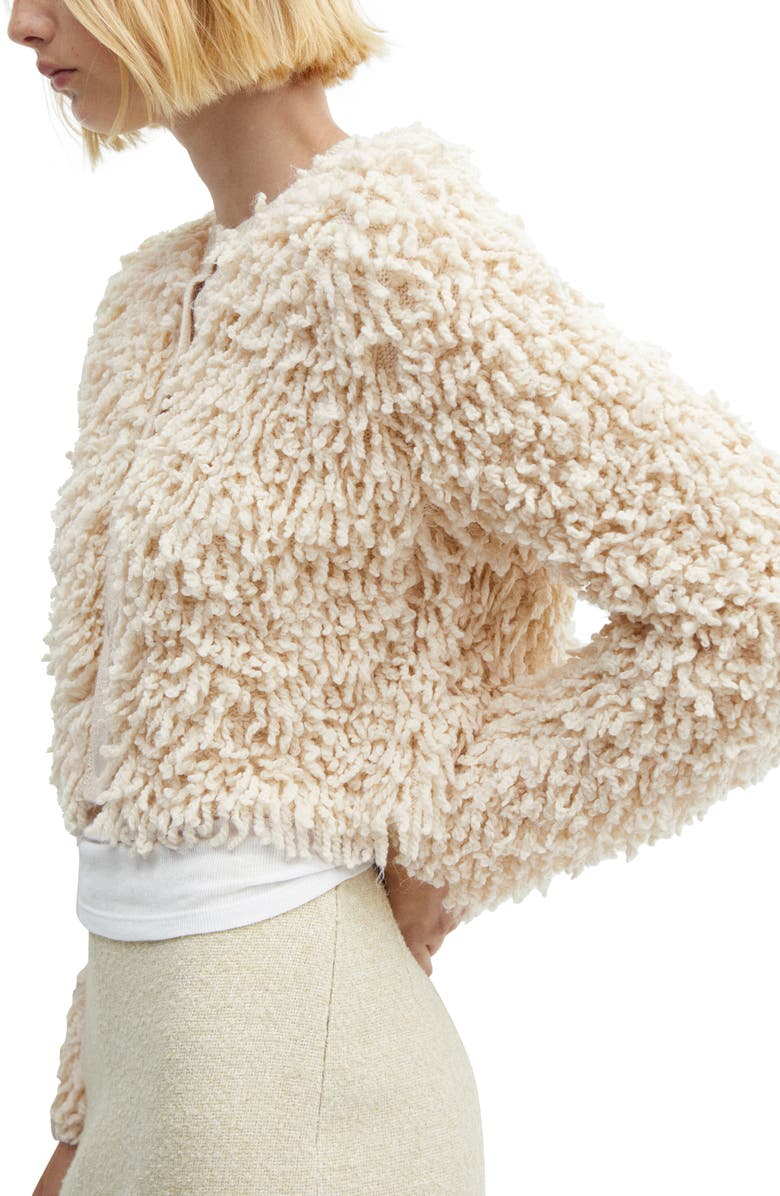 MANGO Textured Crop Cardigan, Alternate, color, 