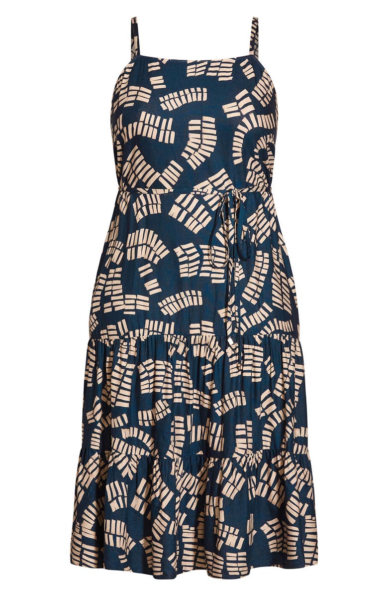 City Chic Odyssey Sleeveless Linen Blend Sundress, Alternate, color,