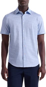 Bugatchi Miles OoohCotton® Space Dye Short Sleeve Button-Up Shirt