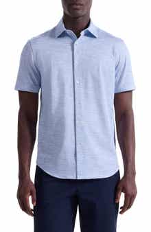 Miles OoohCotton® Space Dye Short Sleeve Button-Up Shirt