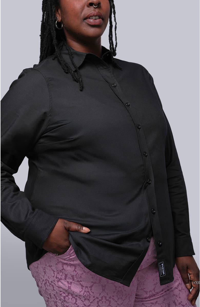 WILDFANG The Essential Long Sleeve Oxford Button Up, Alternate, color, Black