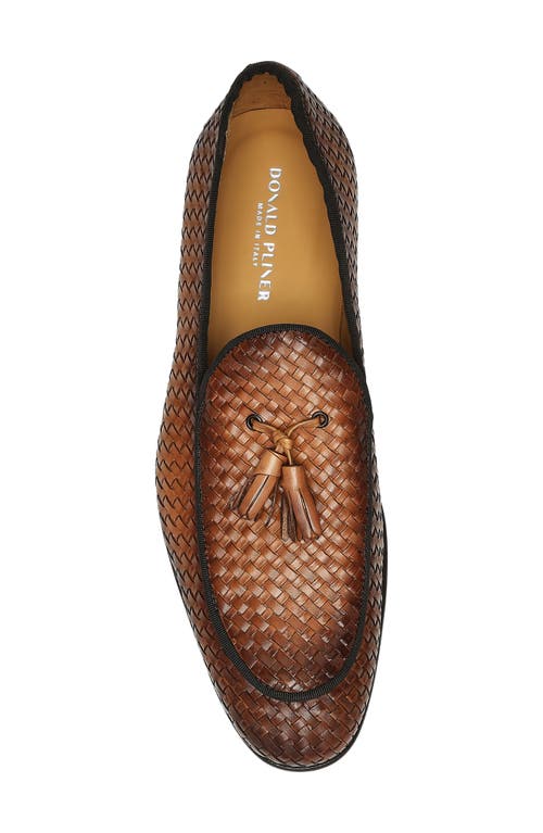 Donald Pliner Spirro Woven Tassel Loafer In Brown