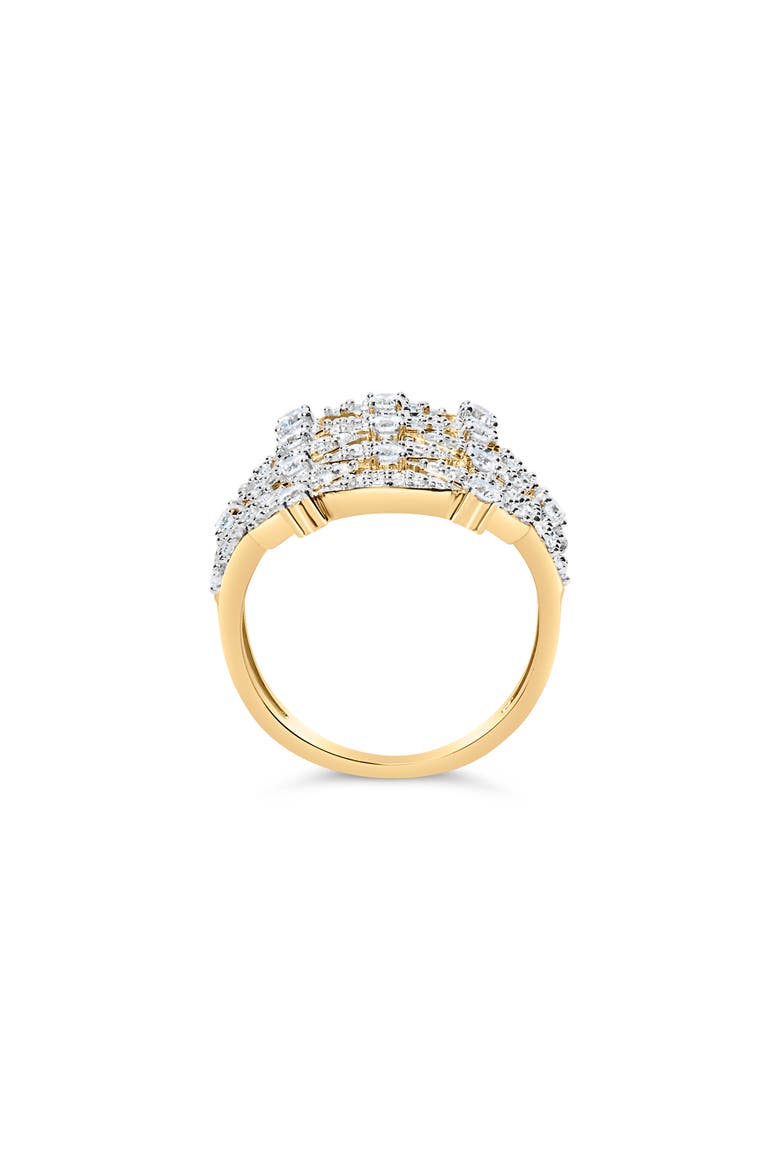 14K Gold 1.0 Cttw Diamond Geometric Stacked Open Cocktail Ring, Alternate, color, Yellow Gold