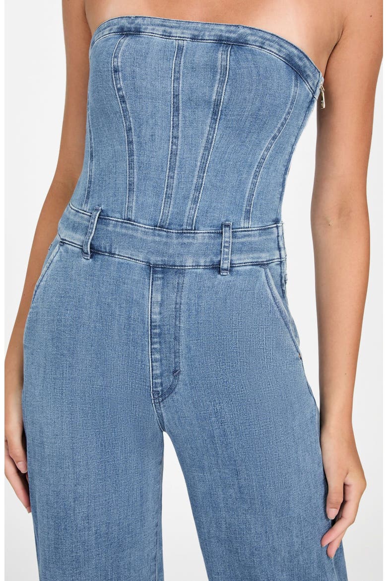 Donna Strapless Denim Jumpsuit, Alternate, color, BLUE