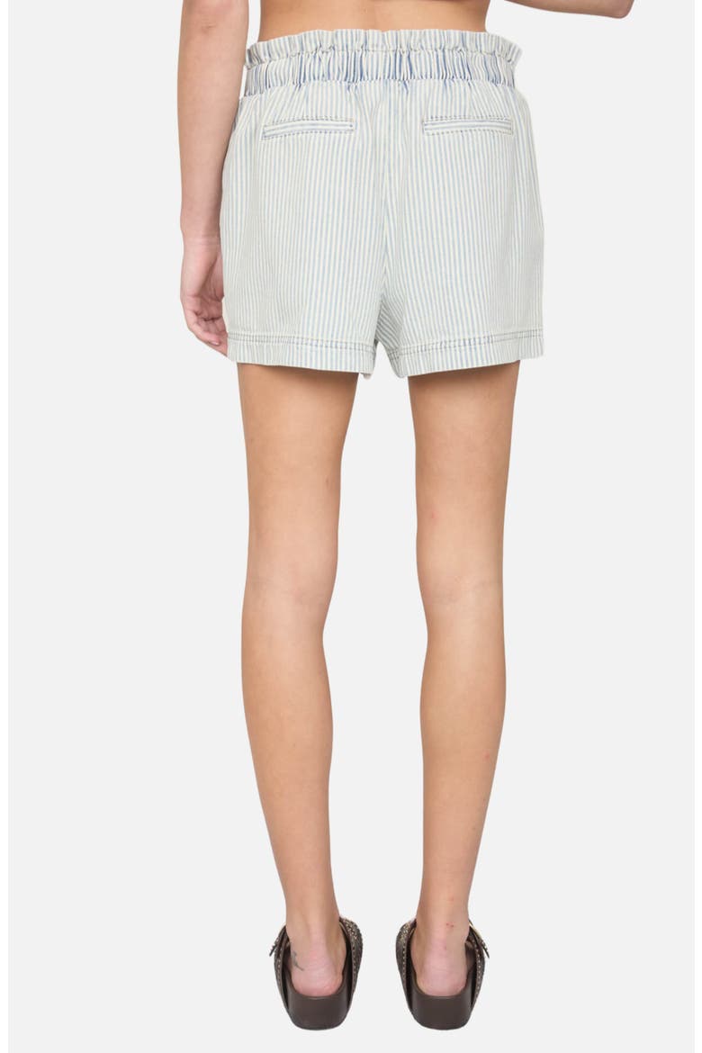 Stripe Paperbag Waist Denim Shorts, Alternate, color, LIGHT BLUE