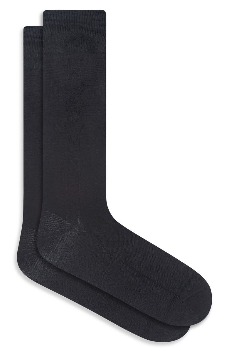 Bugatchi Diamond Cluster Dress Socks, Main, color, Black