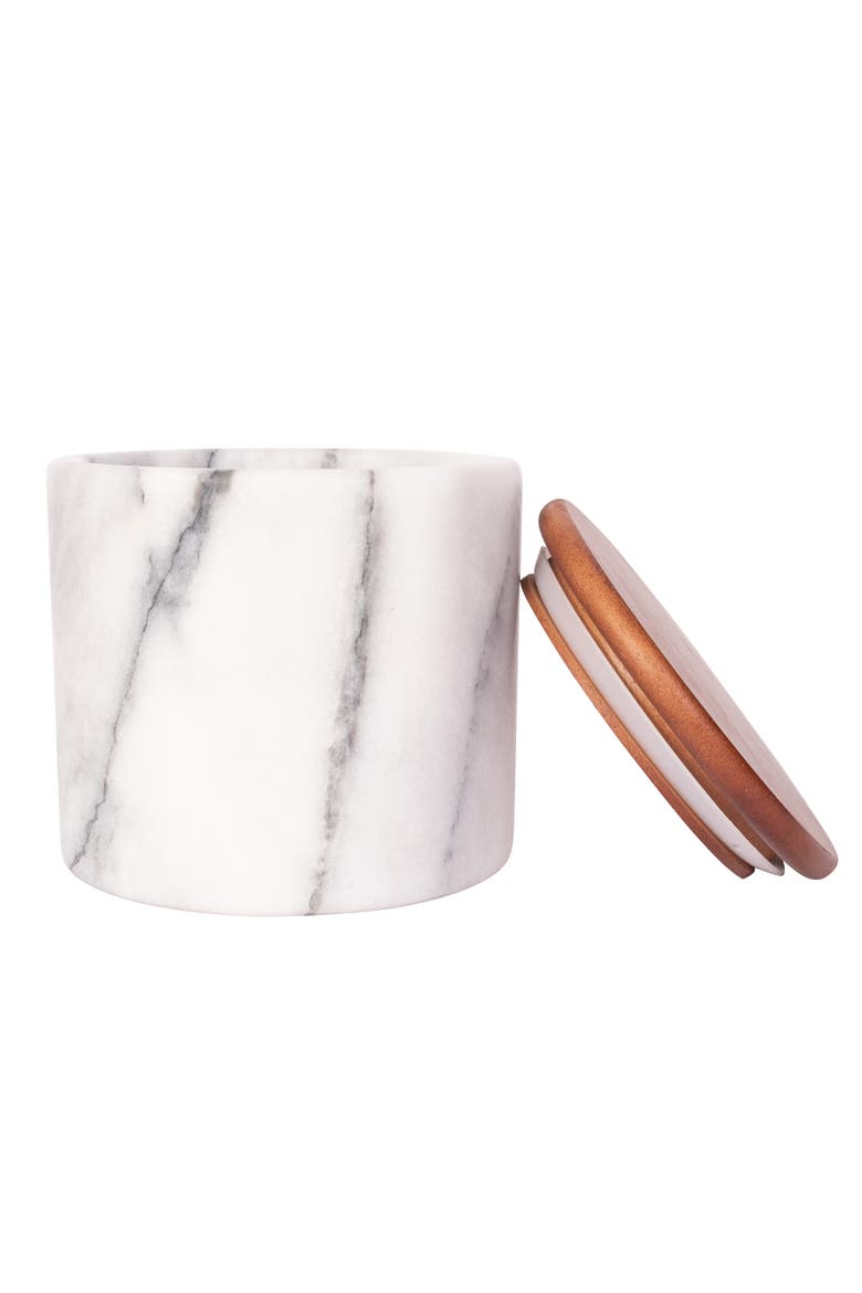 Artifacts Trading Company Storage Canister with Sealed Wood Top, Alternate, color, White Matte
