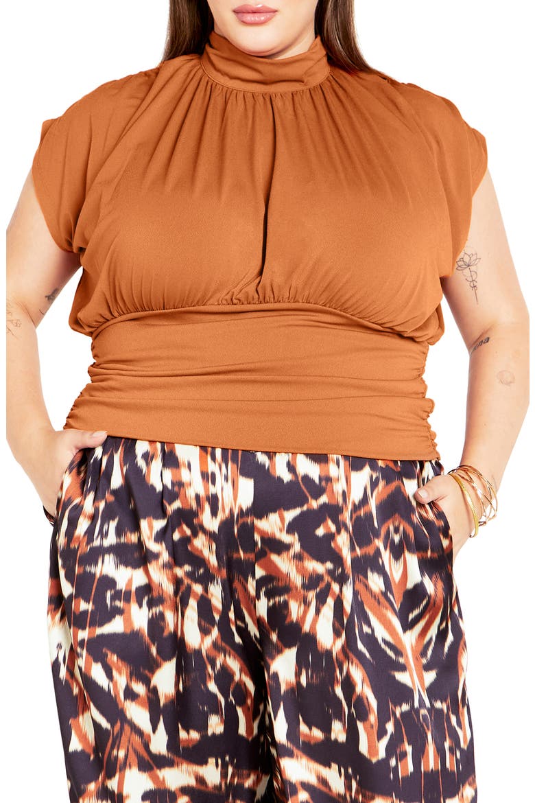 Kamryn Mock Neck Cap Sleeve Top, Main, color, TOFFEE