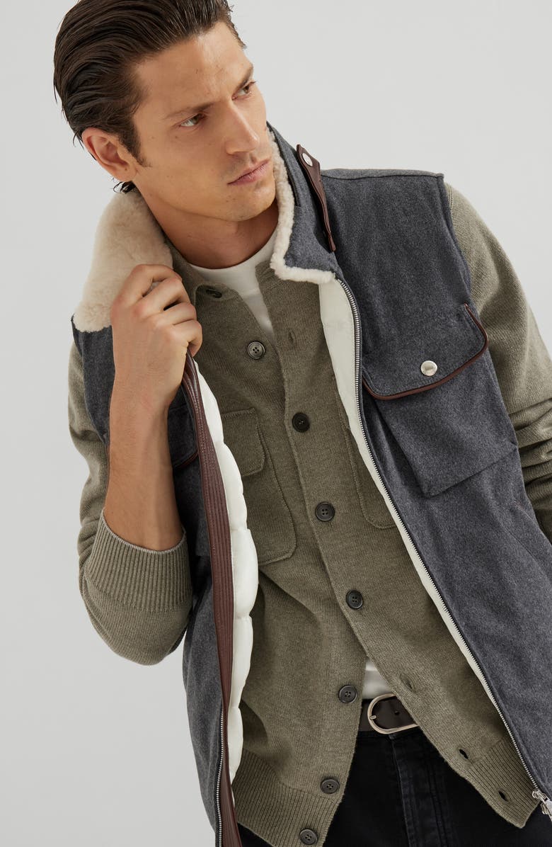 Brunello Cucinelli Flannel down vest, Alternate, color, Anthracite