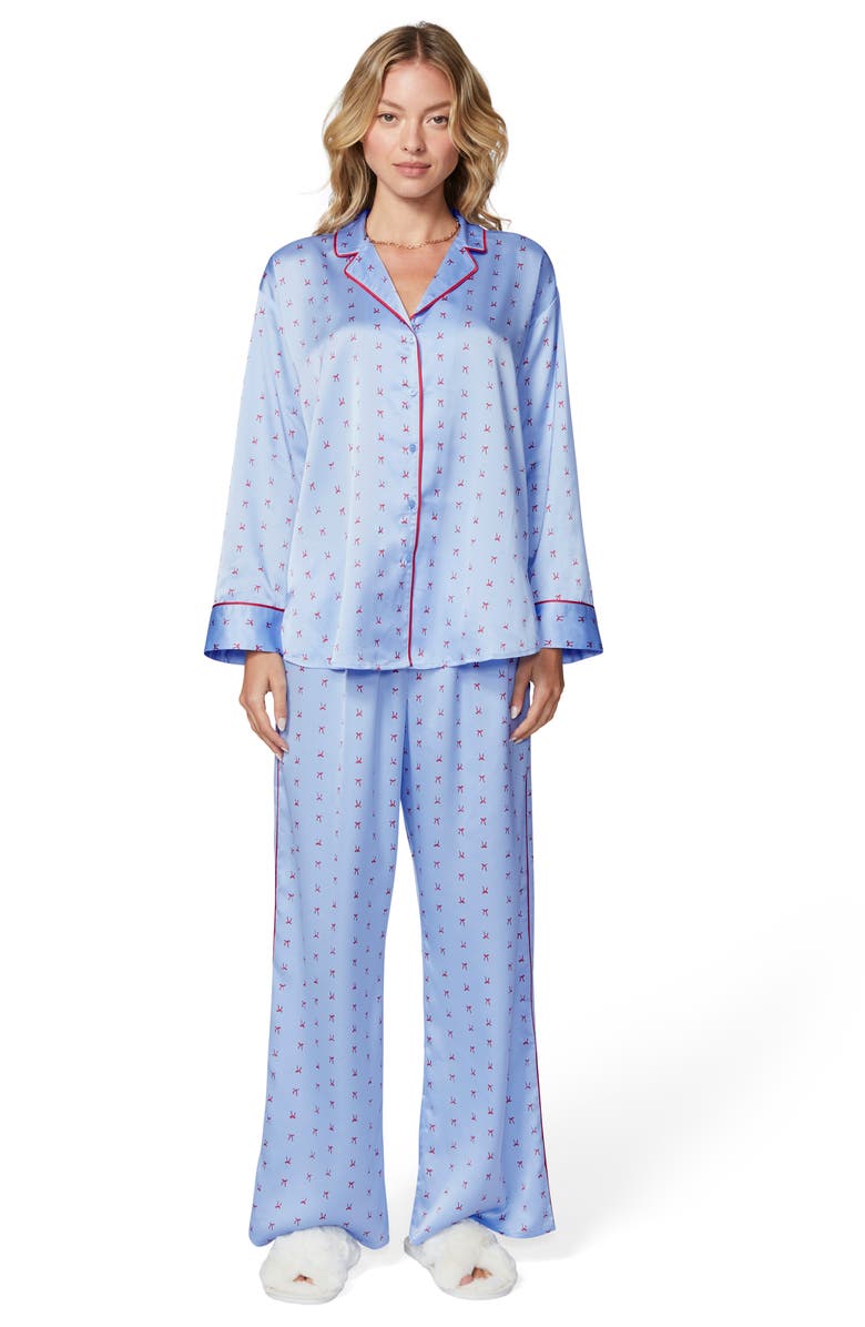 Florence by Mills Dream Satin Pajama Shirt, Alternate, color, Windsurfer Ribbon