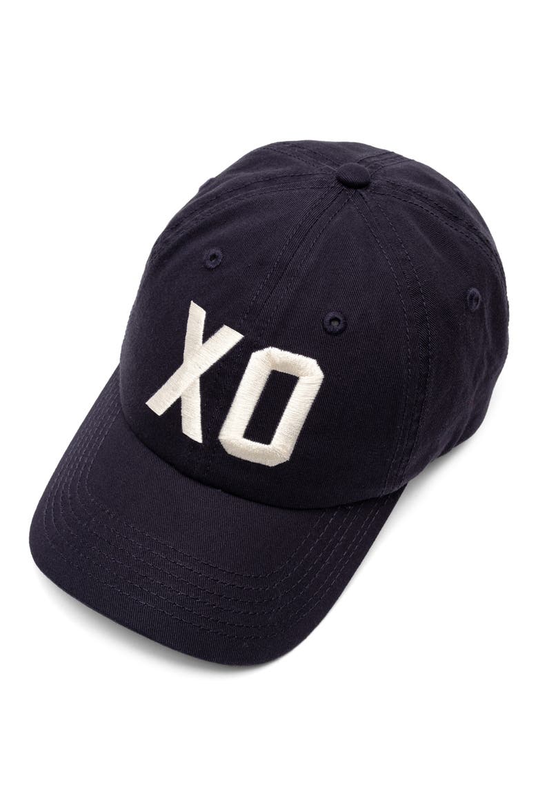 XO Embroidered Cotton Baseball Cap, Main, color, NAVY
