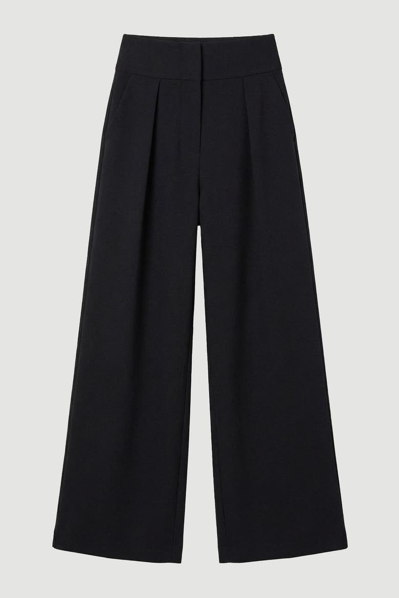 High Waist Wide Leg Trouser, Alternate, color, Black