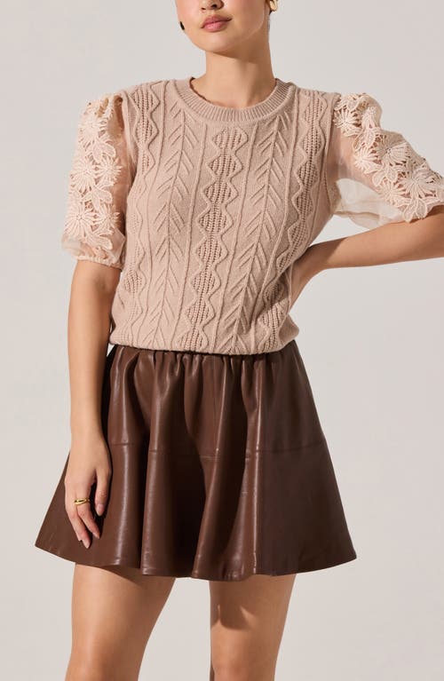 Astr The Label Elzie Mixed Media Sweater In Brown