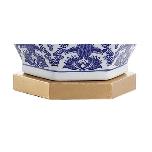 Jonathan Y Gretchen Ginger Jar Ceramic/metal Led Table Lamp In Blue/white