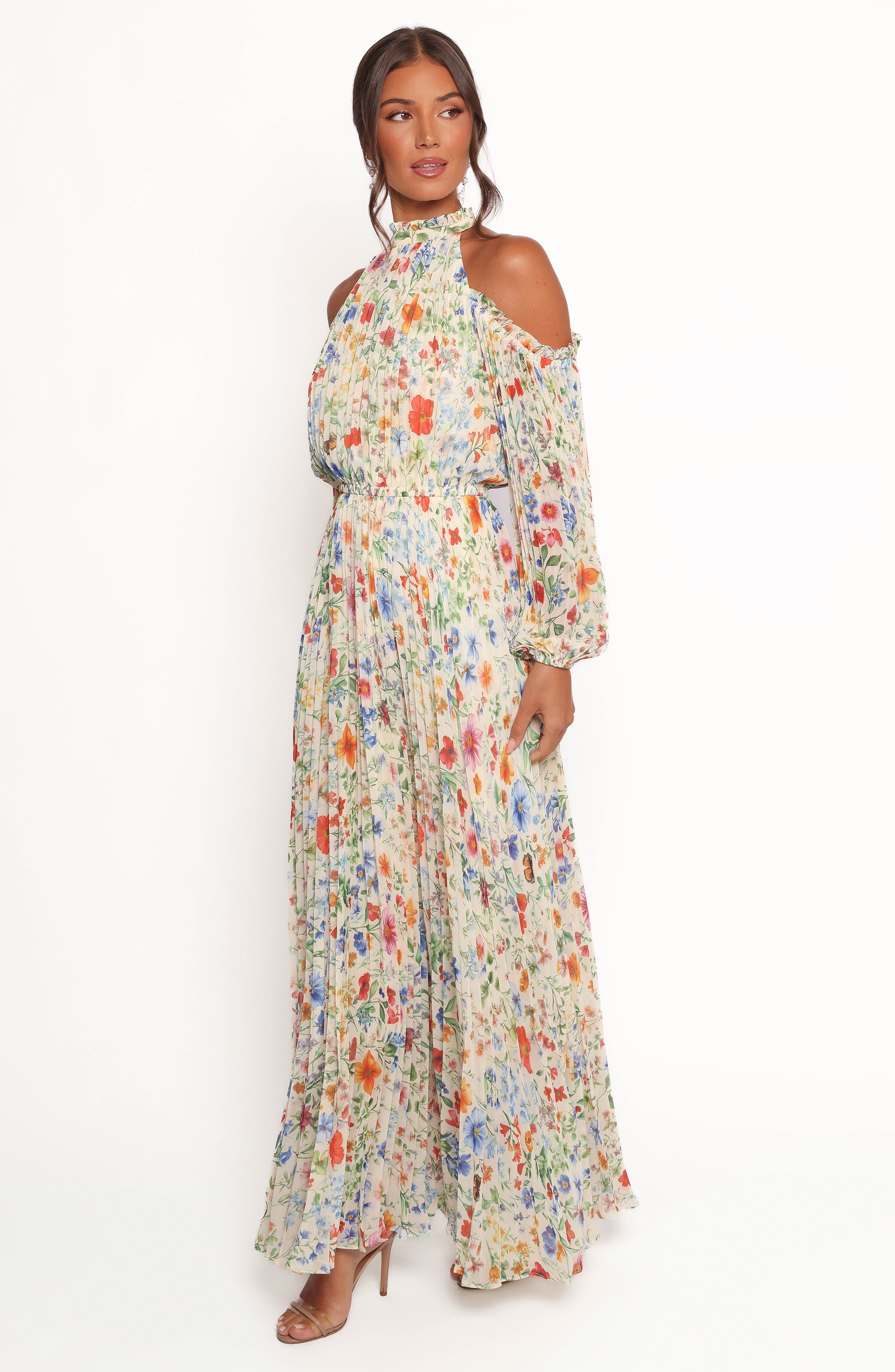 long sleeve modest wedding dress High Neck Minimalist with Long Train EU40 maternity photoshoot dress Skirt length from waist Size:M8 The 32 Prettiest Floral