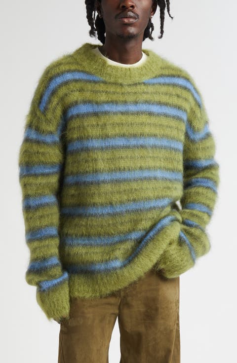 Stripe Mohair Blend Crewneck Sweater