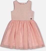 Deux par Deux Houndstooth Elegant Sleeveless Bi-Material Dress
